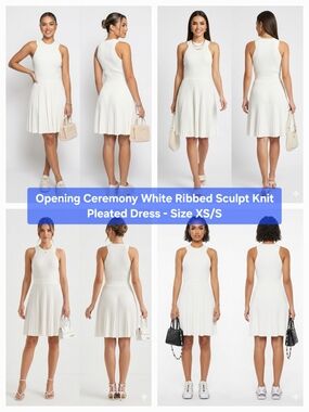 Opening Ceremony White Ribbed Sculpt Knit Pleated Dress Size XS/S - 2/4